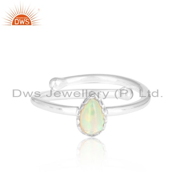 Ethiopian Opal Gemstone Sterling Silver White Ring