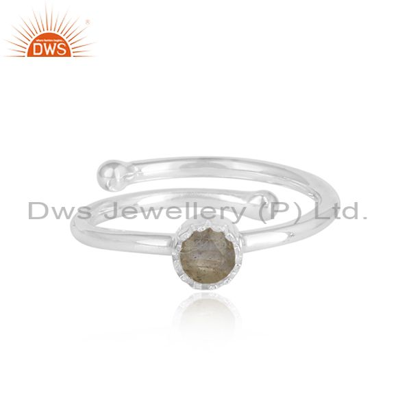 Labradorite Set 925 Oxidized Silver Crown Ring