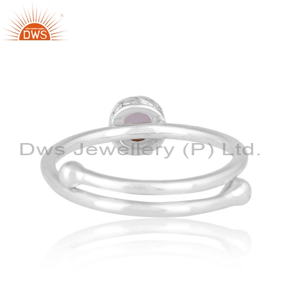 Sterling Silver Adjustable Ring With Quartz Crystal Round