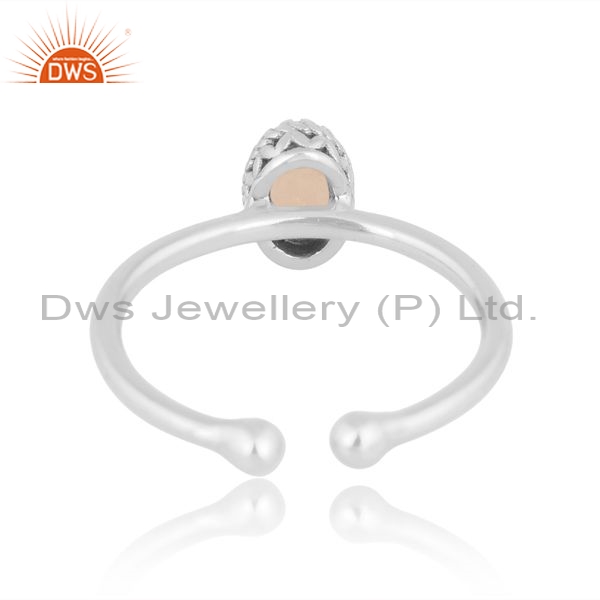 Sterling Silver White Ring With Oval Cut Lemon Topaz