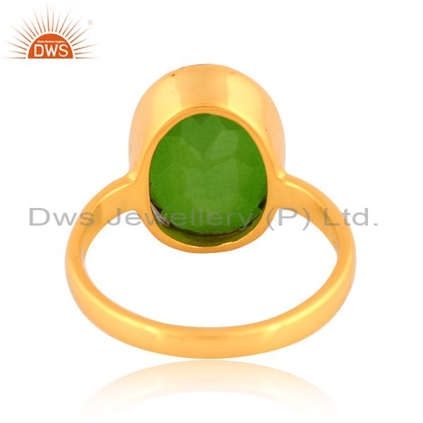 18K Gold Sterling Silver Ring With Doublet Chrome Diopside