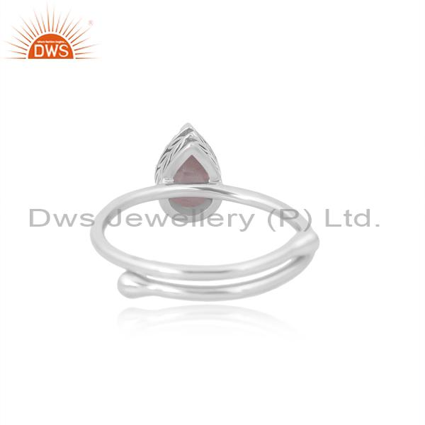 Exquisite Silver Engagement Ring W/ Rose Quartz