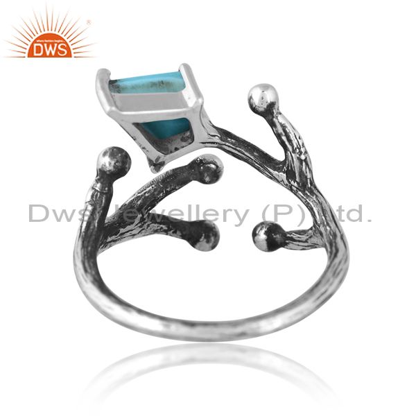Sterling Silver Ring With Kingman Turquoise Kite Cut