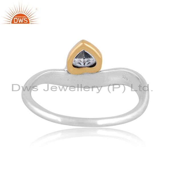Gold & White Silver Ring With Heart-Shaped Blue Topaz