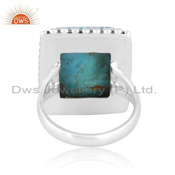 Sterling Ring With Kingman Turquoise Cabochon Baguette Gem