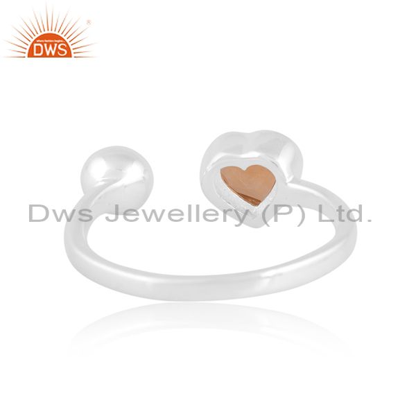 Sterling Silver Plain White Ring With Heart Cut Citrine