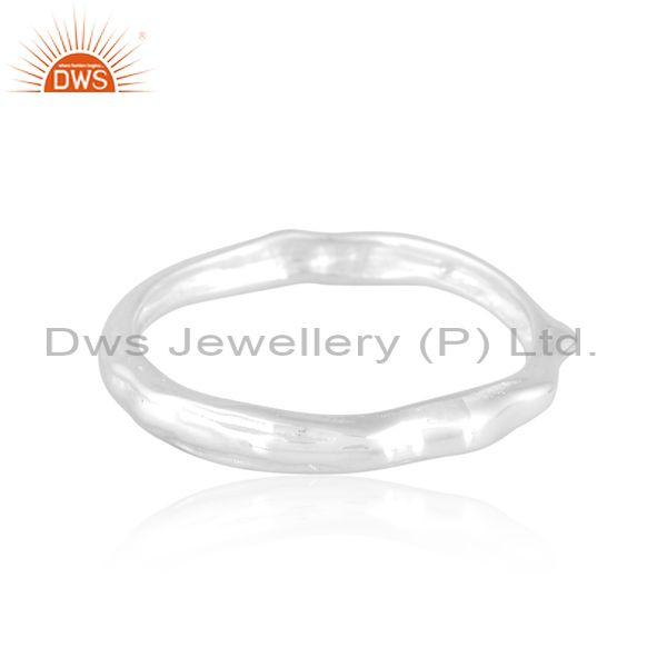 Sterling Silver Plain White Ring With Simple Carvings