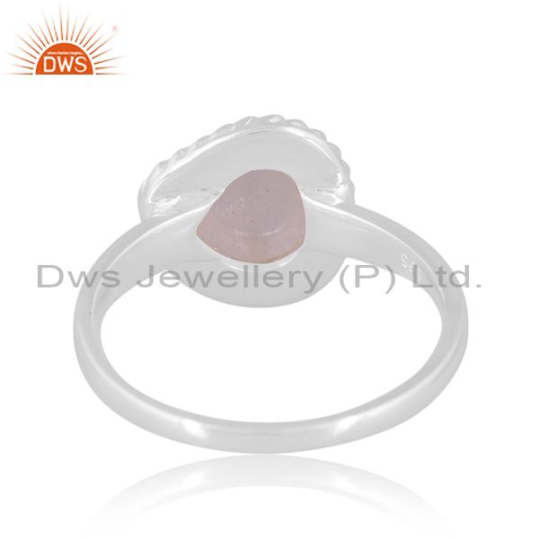 Sterling Silver Ring With Heart Shaped Rainbow Moonstone