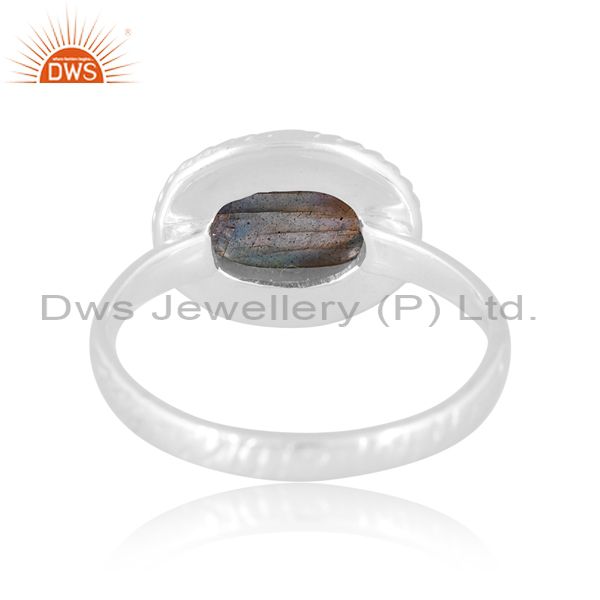 Oval Cut Labradorite Fine 925 Sterling Silver Classic Ring