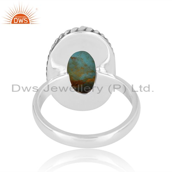 Antique Silver Ring With Kingman Turquoise Cabushion Stone