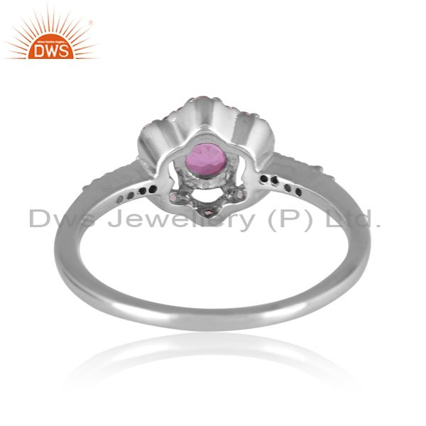 Sterling Silver Gold Ring With Pink And White Topaz Round