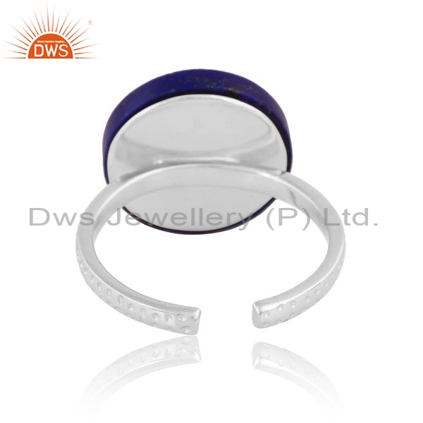Sterling Silver Ring With Lapis Coin Round Cut Stone