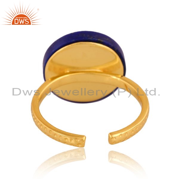 Sterling Silver Gold Ring With Lapis Coin Around Cut Stone