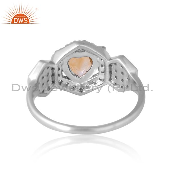 Sterling Silver Gold Ring With Citrine Cut Heart And Topaz