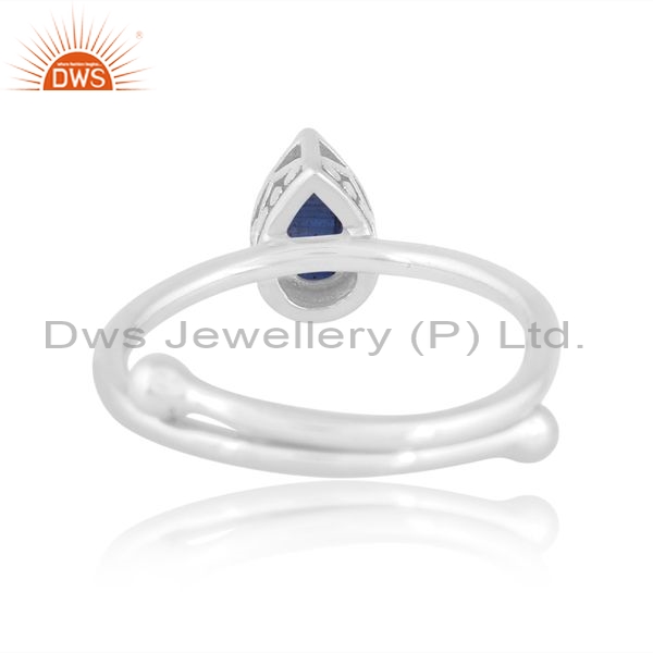 Sterling Silver White Ring With Pear Cut Kyanite