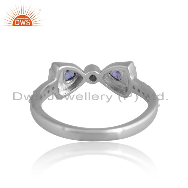 Sterling Silver Ring With Tanzanite And White Topaz