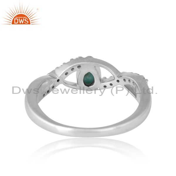 Silver White Ring Arizona Turquoise And White Topaz