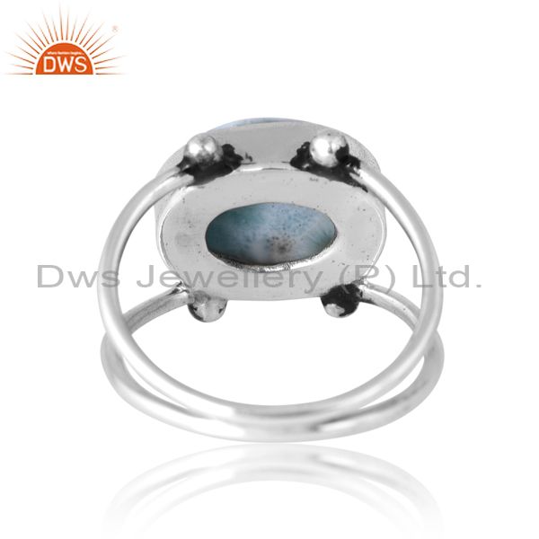 Sterling Silver Ring With Larimar Oval Cut