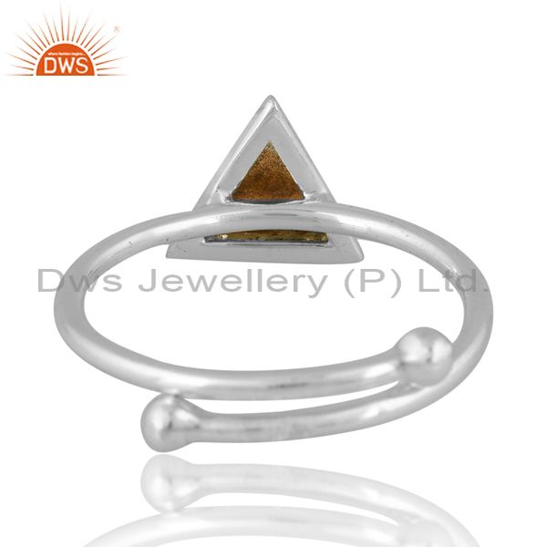 Sterling Silver Gold And White Adjustable Ring