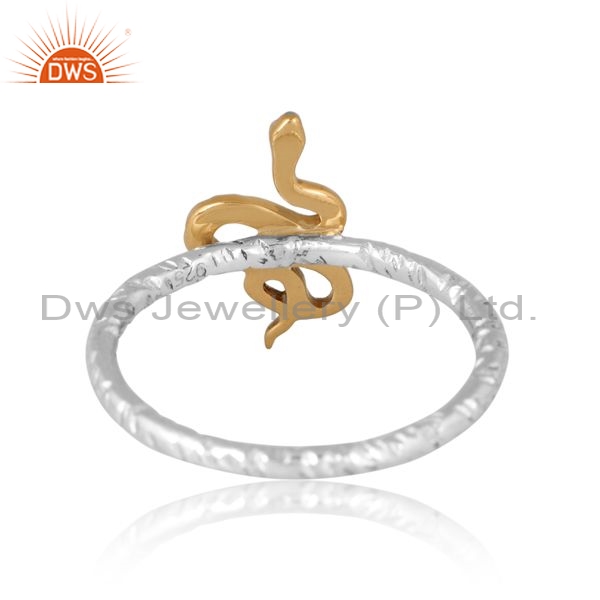 Snake Shaped Silver Gold And White Peculiar Ring