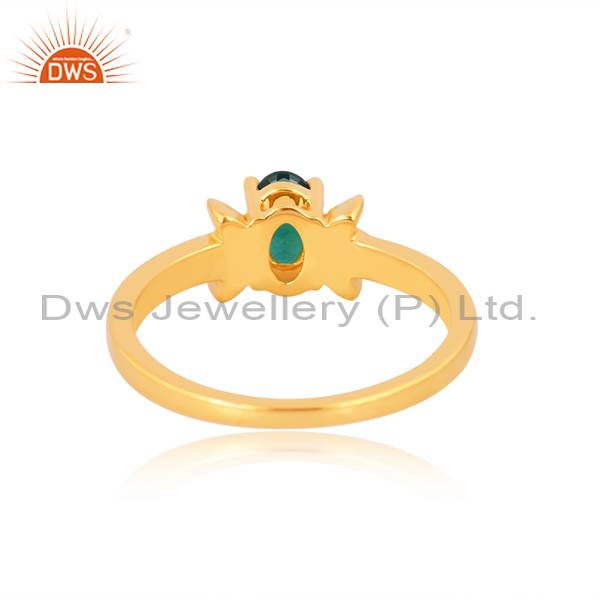 Stunning Gemstone Emerald & CZ Gold Vermeil Ring