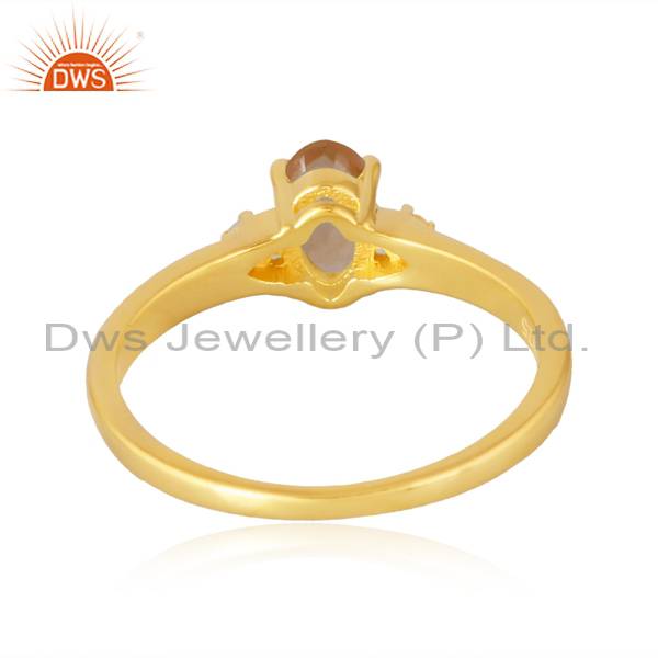 Stunning 18K Gold Plated Sterling Silver Citrine & Cz Ring