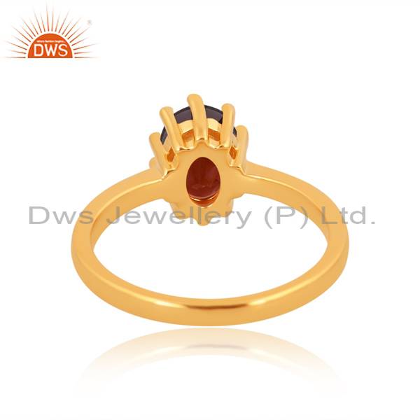 Artisanal Gold Plated Garnet Ring: Handcrafted Elegance