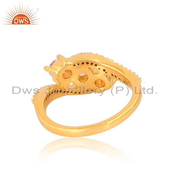 Gold Plated CZ Engagement Ring: Elegant Sparkle