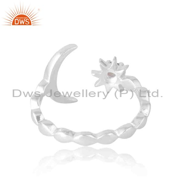 Women Carved Band With Moon And Flower Citrine Stone Design