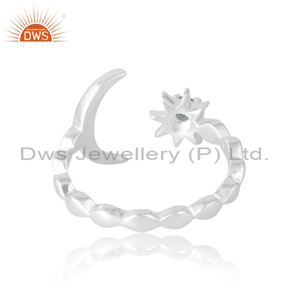 Adjustable Double Layer Floral Ring With Moon Design At End