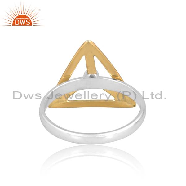Triangle Brass Patti Sterling Silver Ring - Unique Design