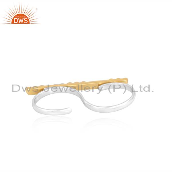 Exquisite Double Finger 925 Silver + Brass Patti Ring