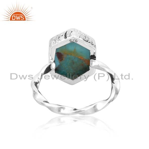 Oxidized 925 Sterling Silver Ring - Kingman Turquoise