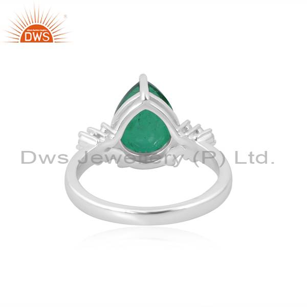 Exquisite CZ Ring with Doublet Emerald Quartz