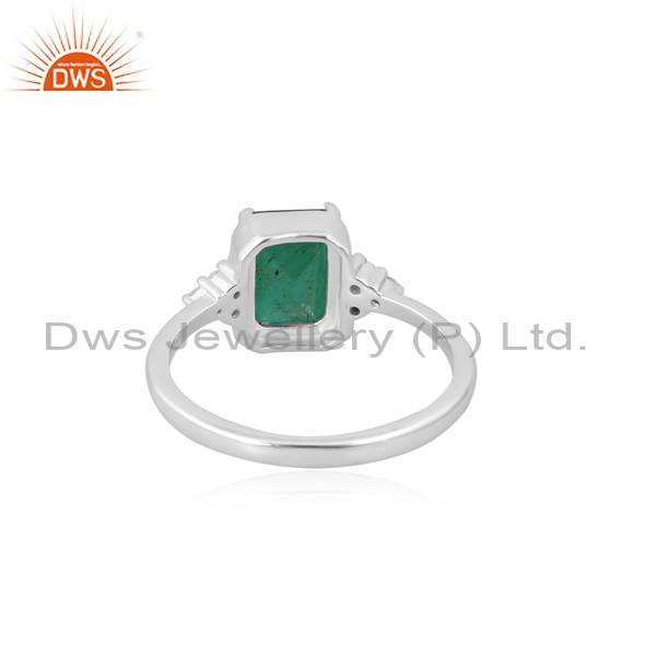Exquisite CZ Doublet Zambian Emerald Quartz Handcrafted Ring