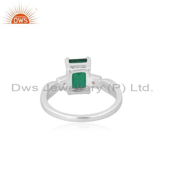 Handcrafted CZ & Zambian Emerald Quartz Ring - Unique Design