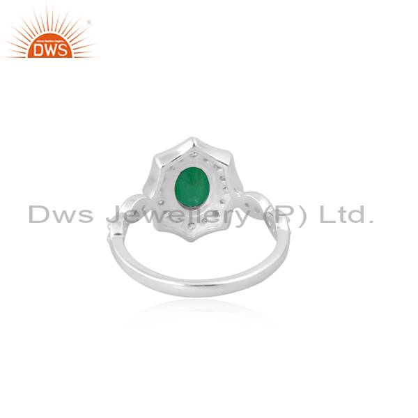 Handcrafted CZ Ring with Doublet Zambian Emerald Quartz