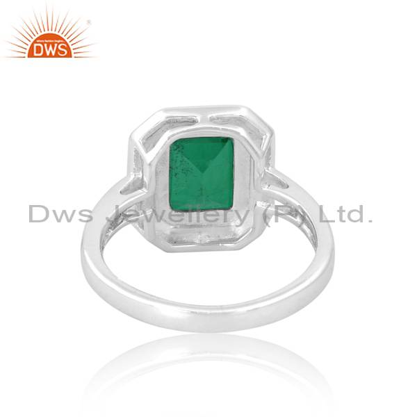 Doublet Zambian Emerald Quartz Handcrafted Silver Ring