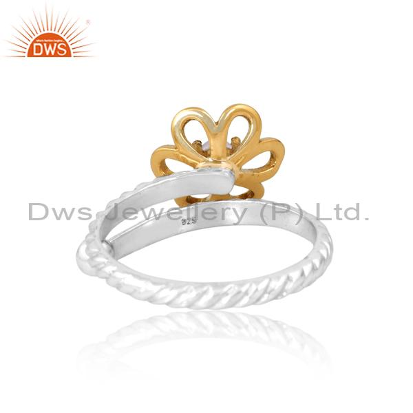 Exquisite Gold Plated Pearl Flower Engagement Ring