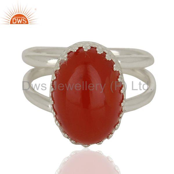 Exporter Sterling Fine Silver Crown Design Wedding Ring Carnelian Gemstone Ring