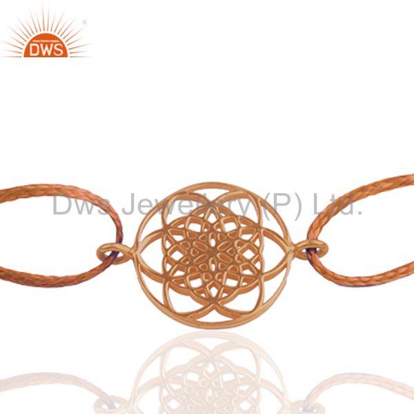 Exporter Rose Gold Plated 925 Silver Traditional Charm Macrame Bracelet
