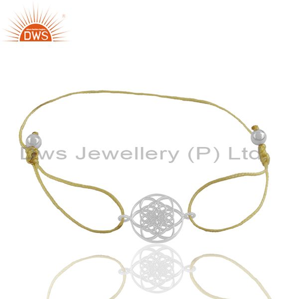 Exporter Yellow Thread Chakra Design 925 Silver Adjustable Bracelet Supplier