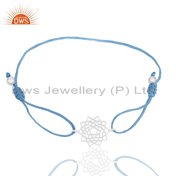 Exporter Unique Chakra Design 925 Silver Adjustable Macrame Bracelet Jewelry