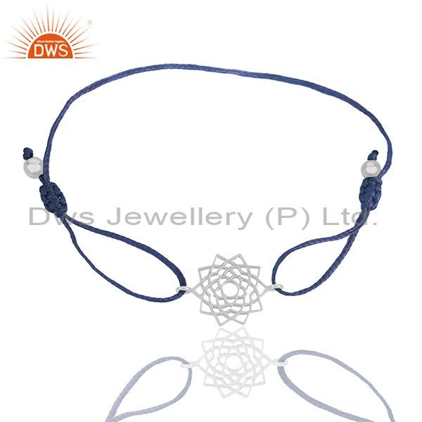 Exporter White Rhodium Plated Chakra Design Adjustable Bracelet Wholesale
