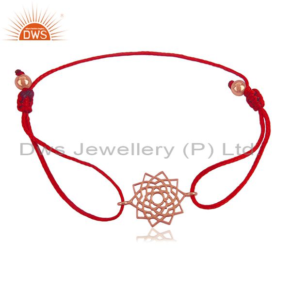 Exporter Rose Gold Plated Plain Silver Red Thread Macrame Bracelet Manufacturer