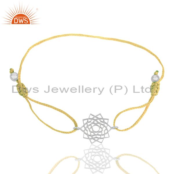 Exporter Chakra Design 925 Silver Yellow Thread Adjustable Bracelet Supplier