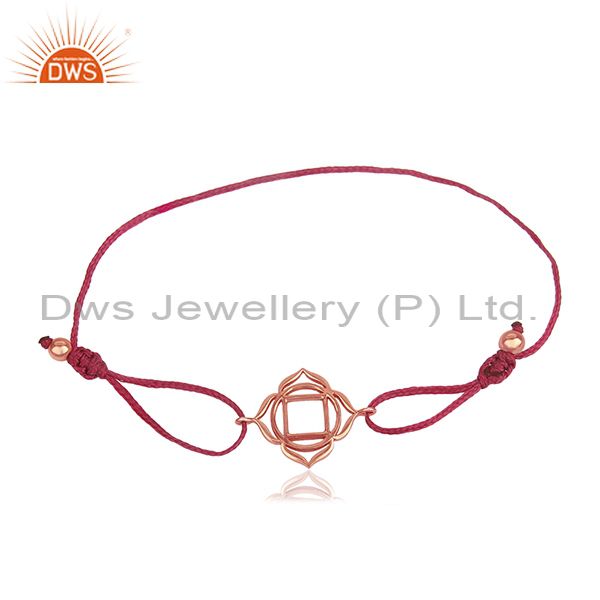 Exporter Pink Thread Rose Gold Plated 925 Silver Charm Bracelet Manufacturer