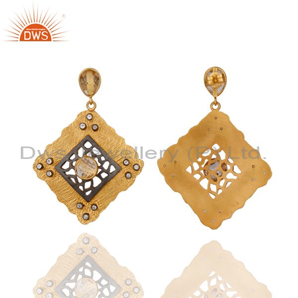 Exporter Indian Ethnic Crystal Quartz Drop Earrings Bridal Party Sterling Silver Jewelry