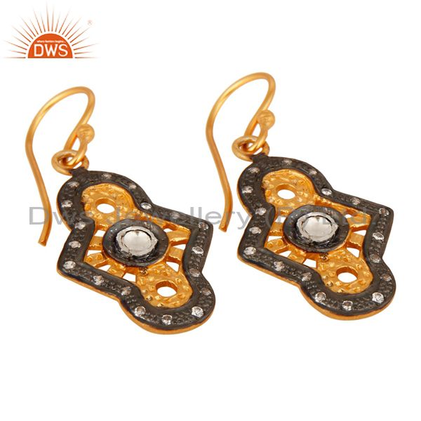 Exporter Designer Sterling Silver With Yellow Gold Plated Cubic Zirconia Earrings