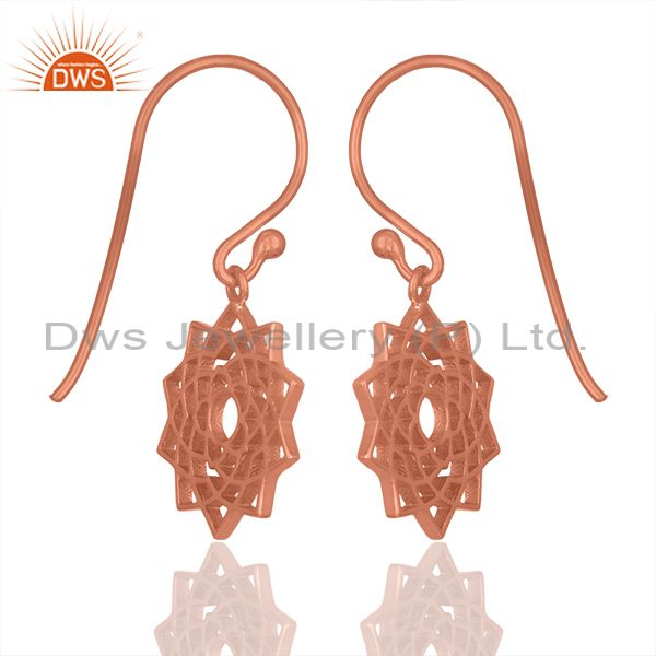 Exporter Rose Gold Plated 92.5 Sterling Silver Chakra Design Earrings Wholesale